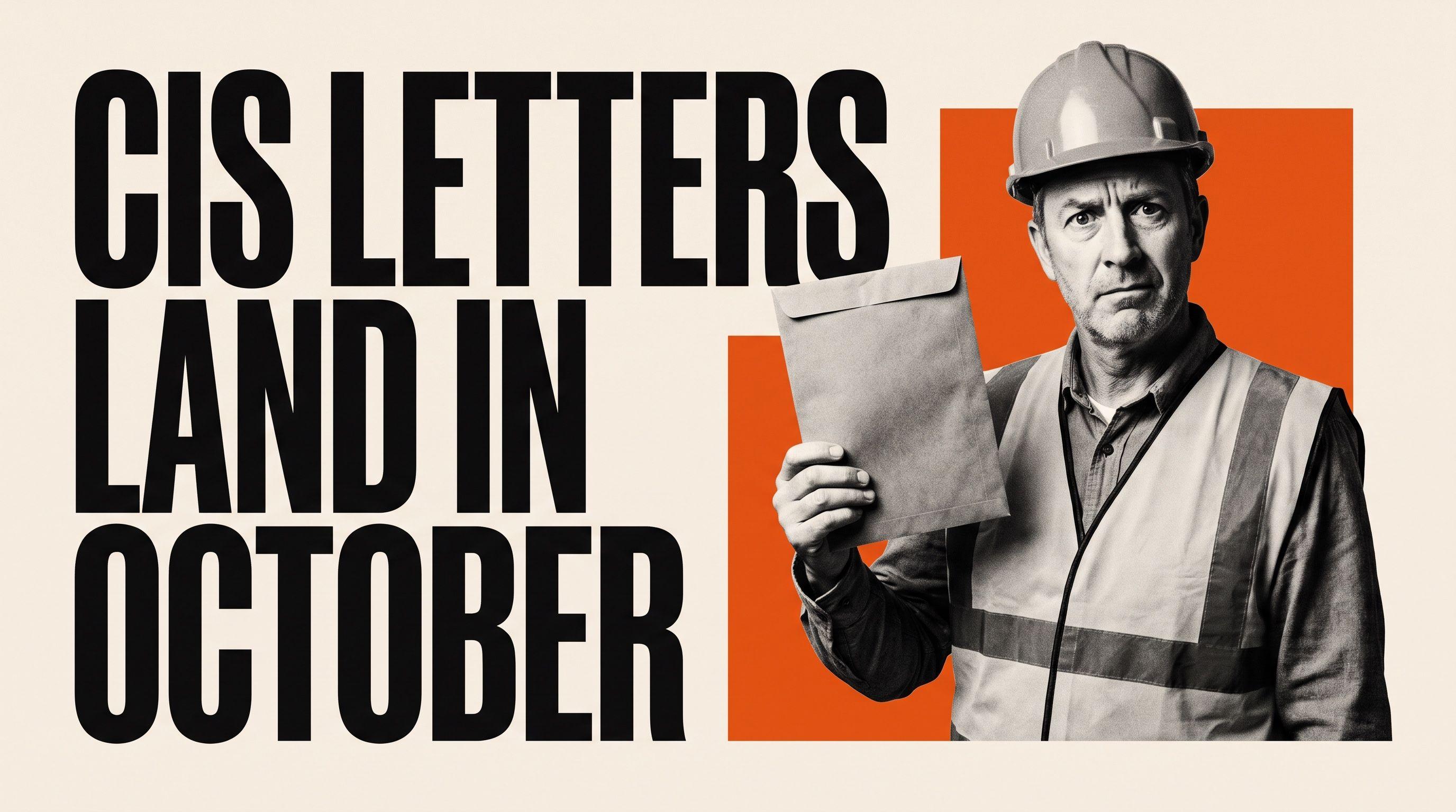 Poster of a building contractor holding a brown envelope with the headline CIS letters land in October