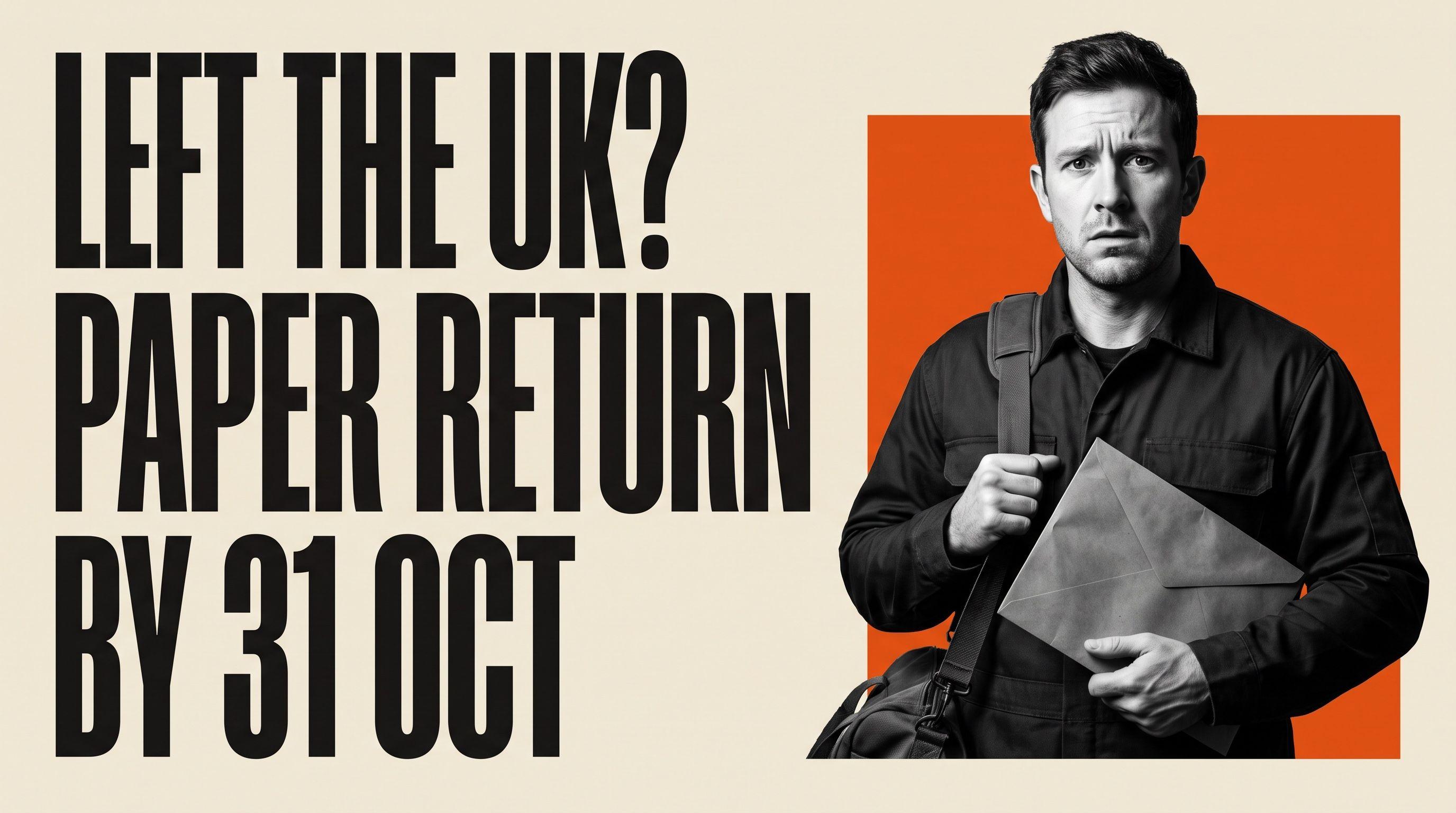 Poster of a worker with a bag, headline left the UK